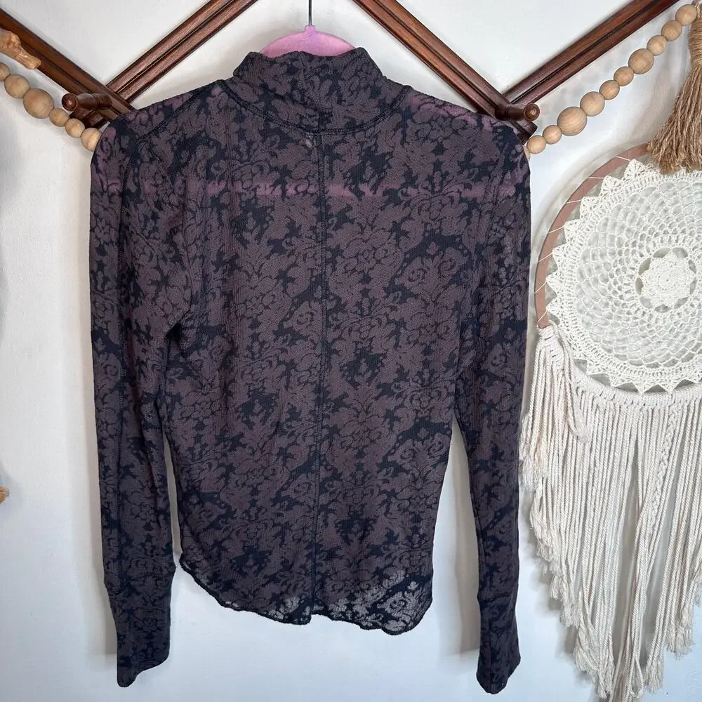 Free People You and I Floral Sheer Long Sleeve Top